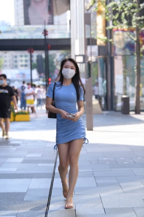 街拍作品 蓝色修身裙好身材[37P785M]