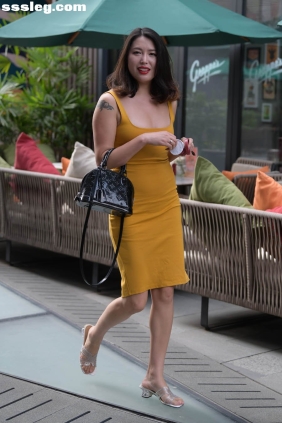 街拍作品 黄色针织吊带裙[179P3.57G]