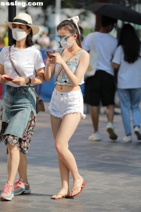 街拍作品 白色牛仔短裤[205P2.47G]